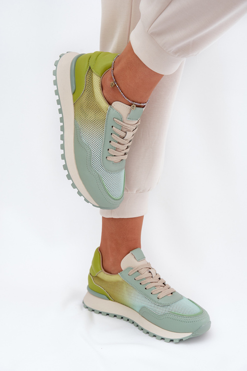 Kožené Sportovní Boty S Síťovinou Dámské Vinceza 66775 Zelené