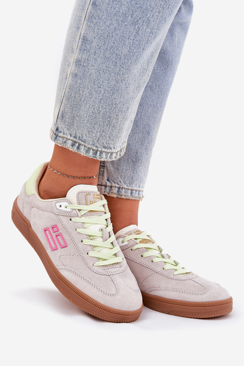 Semišové Sportovní Boty Tenisky Dámské D.Franklin Ztlumená Bílá DFSH387005