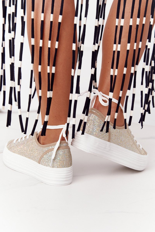 Lesklé tenisky na platforme Golden Luna