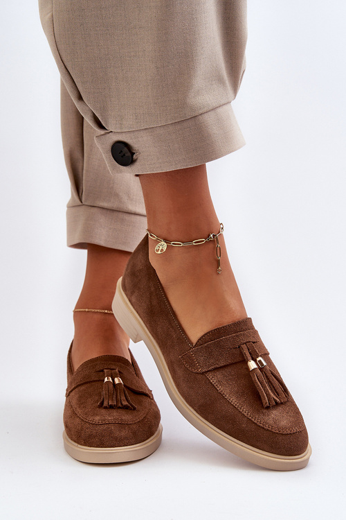 Zazoo 3420 Semišové Dámske Mokasíny na Plochej Päte Hnedé