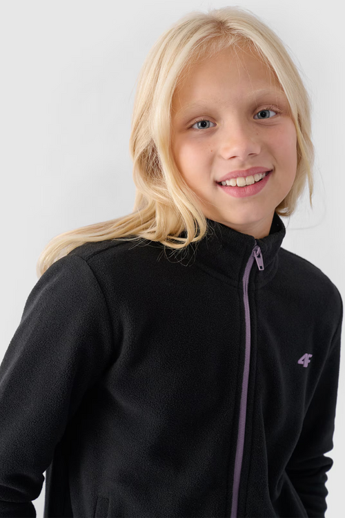 Dievčenský fleece s golierom Slim 4F Čierny 4FJWMM00TFLEF261-20S