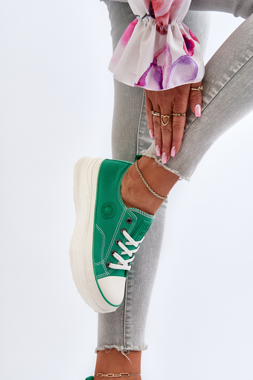 Dámske tenisky na masívnej podrážke Big Star NN274130 Zelené