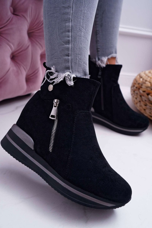 Ženské topánky skryté klinové čierne bláznivosť