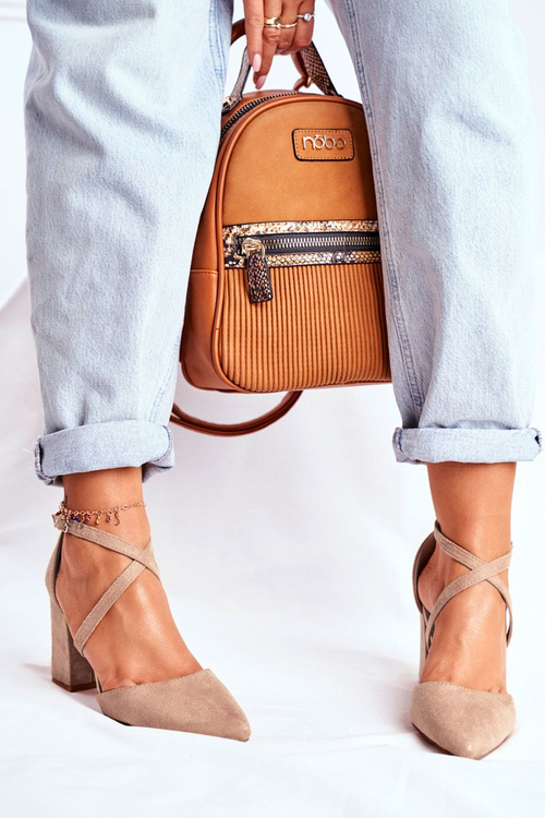 Dámske čerpadlá na stĺpe v béžovej premávke Spitz