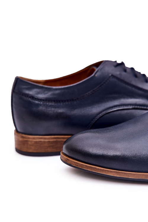 Elegantné kožené topánky Bednarek 684 Navy modrá