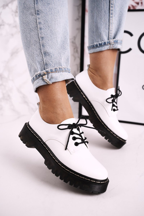 Dámské Klasické Panofle Oxfordky Na Platformě S.Barski HX62 Bile