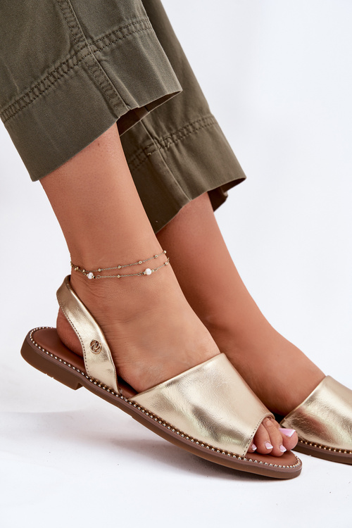 Dámske Sandále Na Plochéj Päte Eko Koža Zlaté Dereka