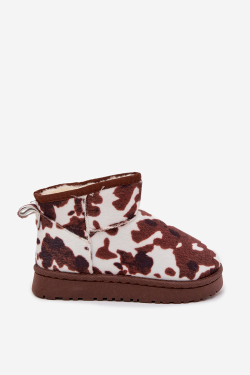 Dětské zimní boty pro mládež s teplou podšívkou s flísky bílo-hnědé Mireya