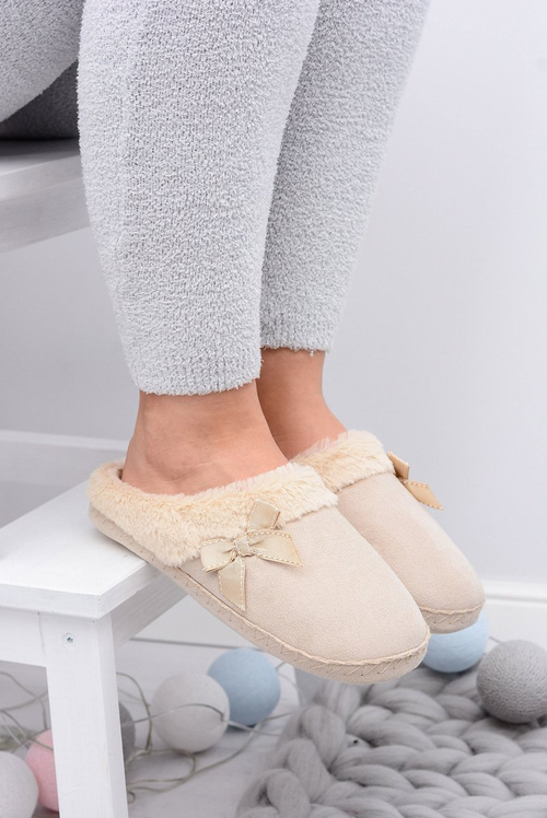 Klapki Damskie Z Futerkiem I Kokardką SOXO Różowe