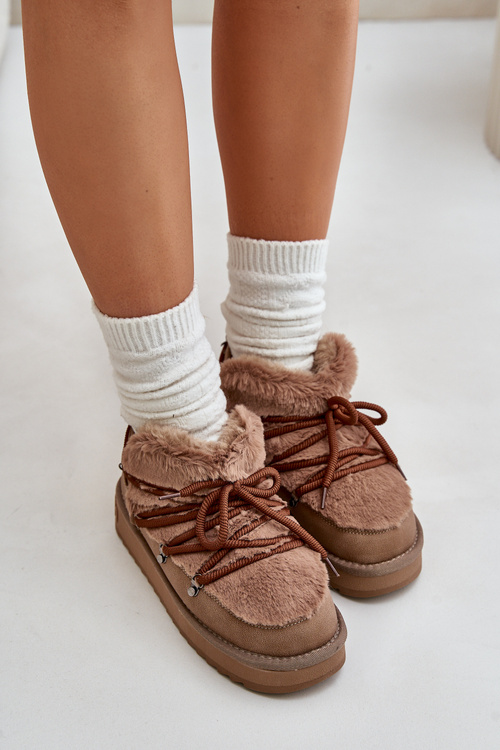 Nízke Snehové Topánky Na Platforme S Kožušinou D.Franklin Hnedé DFSH370011