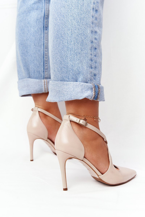 Elegantné kožené kožené špendlíky visconi 7400 béžová