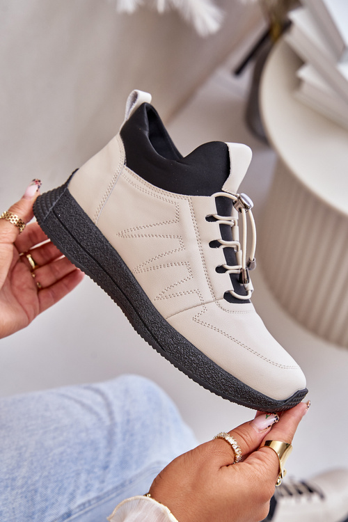 Zateplené Športové Kožené Topánky Na Zips Béžové Artiker 55C0038