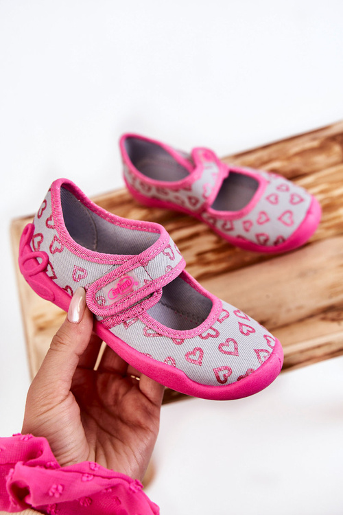 Dětské pantofle Balerína Hearts Befado 123X070 šedo-Růžový