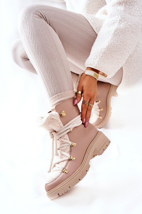 Kožené boty Trapper Tied Lewski Béžove 3116