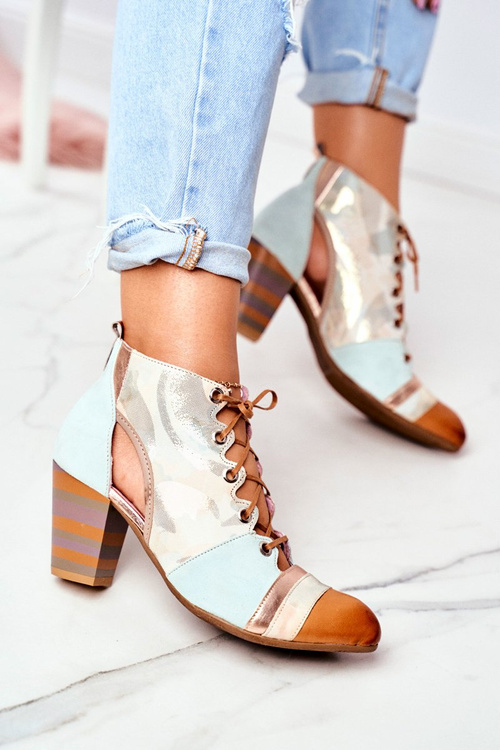 Dámské Kotníkové Boty na Podpatku Jarní Maciejka Kožené 03938-04