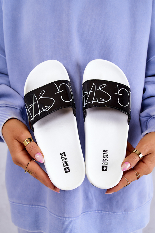 Dámske gumové papuče veľká hviezda JJ274A276 biela a čierna