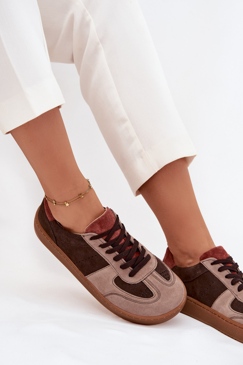 Kožené semišové barefoot tenisky dámske Zazoo N1277 hnedé