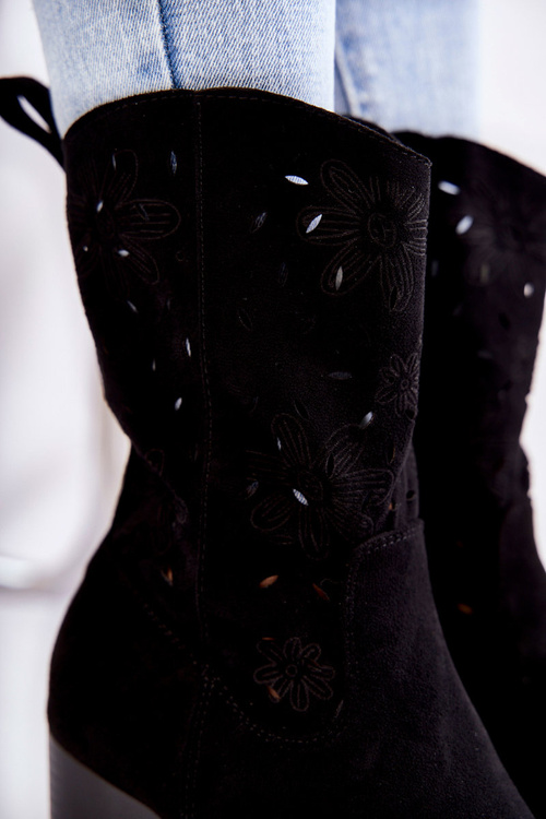 Dámske semišové topánky s čiernymi kvetmi Ariane