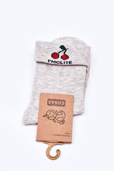 Detské bavlnené ponožky s čerešňami Cosas Grey