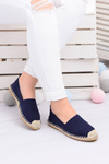 Ľanové dámske námornícke modré espadrilles skĺznuť na Nelly