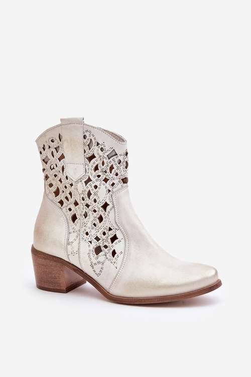 Dámske Topánky Na Opätku S Vyrezávaným Vzorom Lewski 3394/2 Zlaté