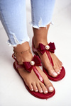Červené dámske gumové sandále flip -flops bows etta