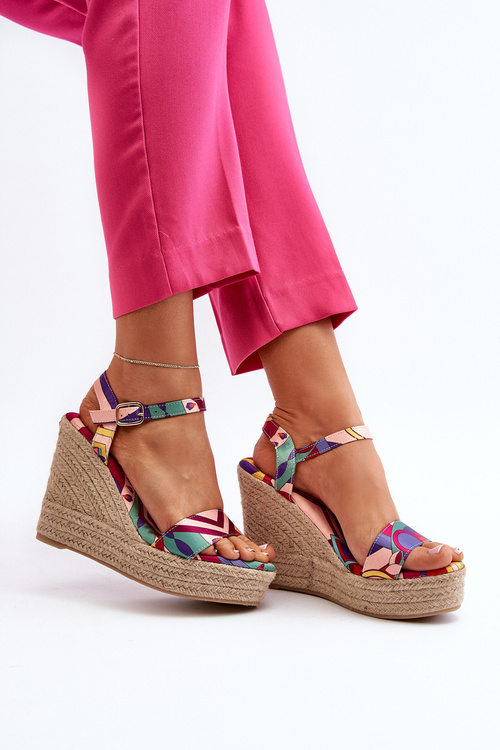Vzorované sandály na klíně z proutěného proužku v multikolorovém Anihazra
