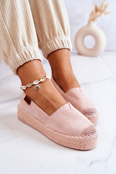 Nazouvací semišové espadrilky Růžove Lesley