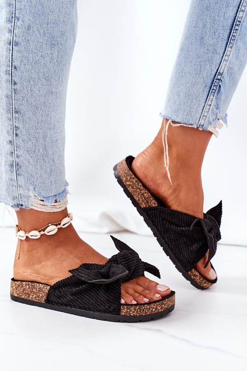 Manšestrové Nazouváky Na Korkové Podrážce Černé Summertime