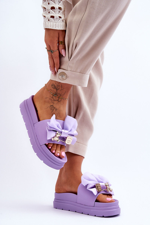 Pantofle S Mašlí A Medvídkem fialove Suzy