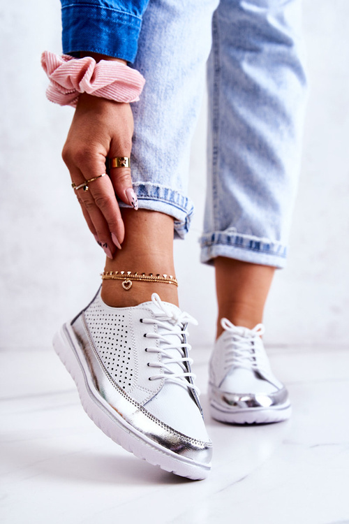 Dámské prolamované boty na platformě bílé Deloren