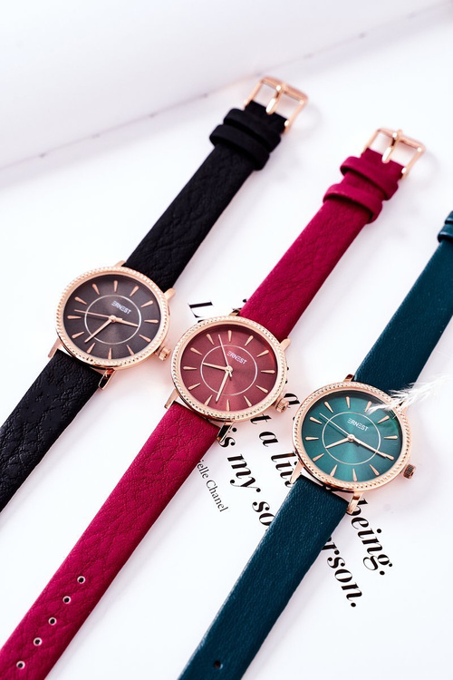 Hodinky Na Koženém řemínku Nickel Free ERNEST černé