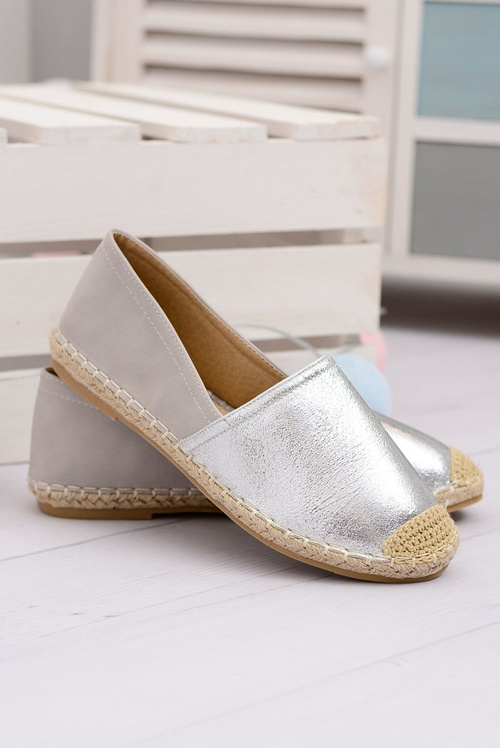 Srebrne Damskie Wsuwane Espadryle Paoli