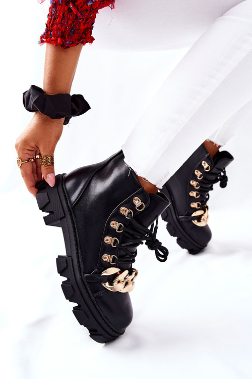 Dámske teplé topánky s čiernou labri reťazou