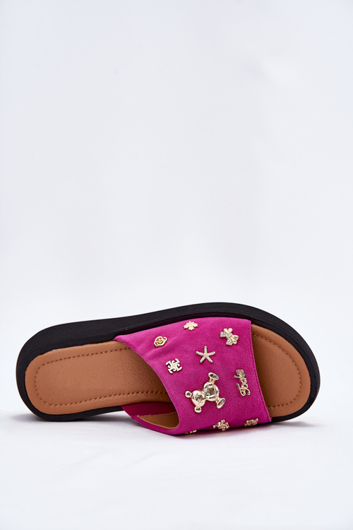 Dámske Zamszové Papuče S Pripínkami Fuchsie Vinceza 66741