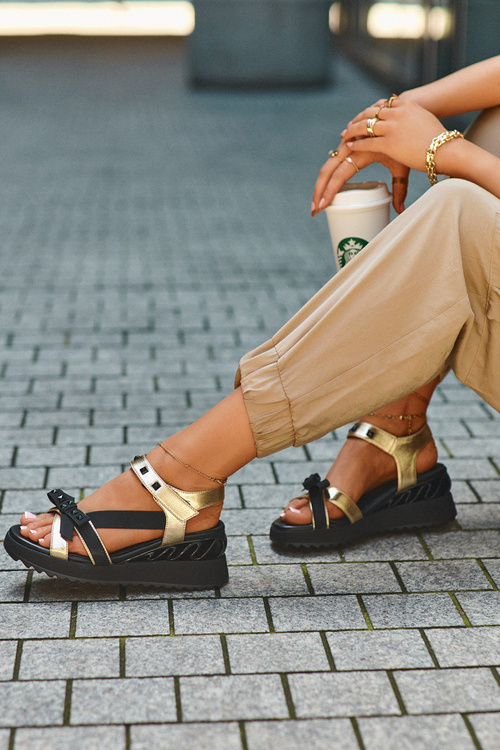 Dámské Sandály S Mašlí D&A CR956 Zlaté