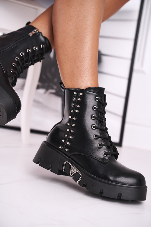 Dámske topánky s nimi na platforme Grunge Black Hard Rock