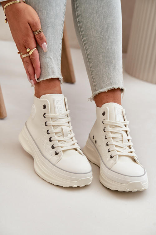 Dámske Tenisky Na Platforme Eko Koža Big Star OO274064 Biele