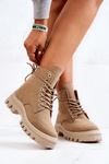 Semišové topánky zviazané tmavé béžové hurikán