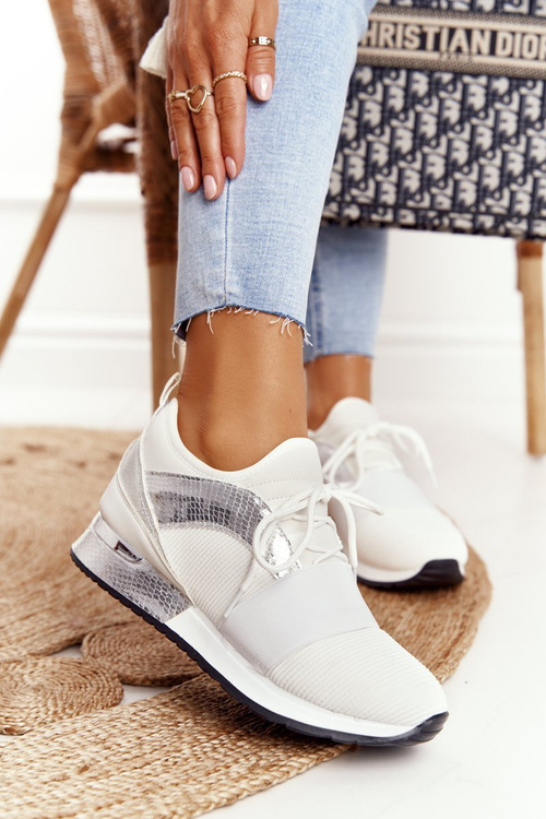 Dámská Sportovní Obuv Sneakersy Bílé-Stříbrné Netta