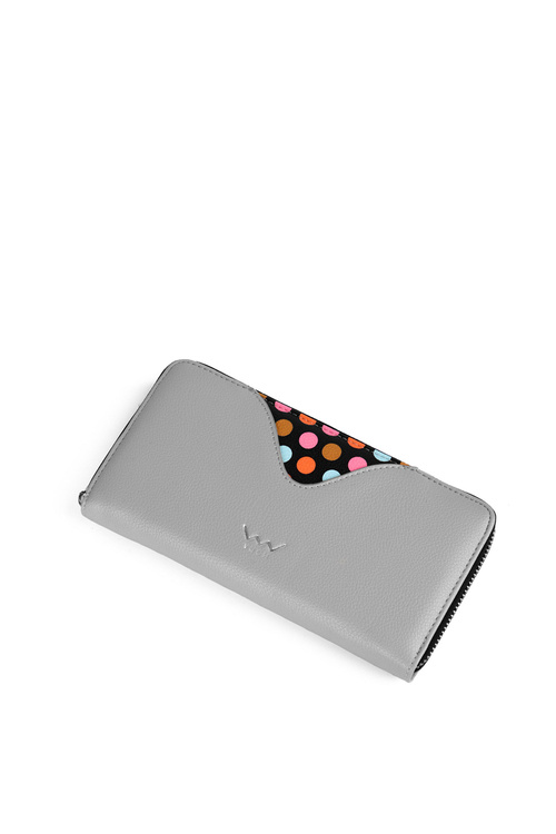 Velká peněženka na zip s puntíky Šedý Reine