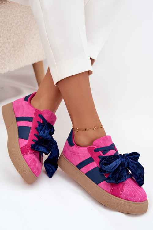 Dámske tenisky s semišovou mašľou Fuchsiová Ashlyn