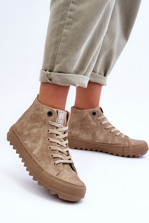Dámské vysoké zateplené Big Star GG274071 boty Beżowe