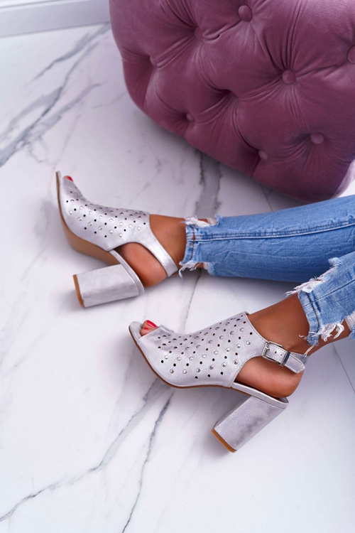 Dámske sandále na Openwork Post so striebornými kamienkami Hendrix