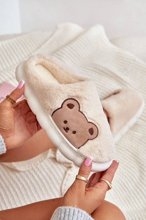 Plyšové Dámske Papuče Medvede Svetlo Béžové Firedi