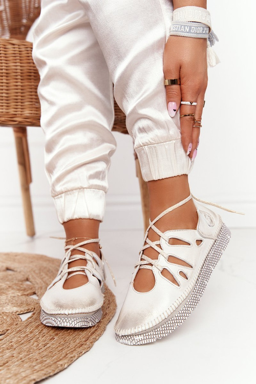 Dámské Polobotky Kožené Maciejka 04449-25 Béžové-Zlaté