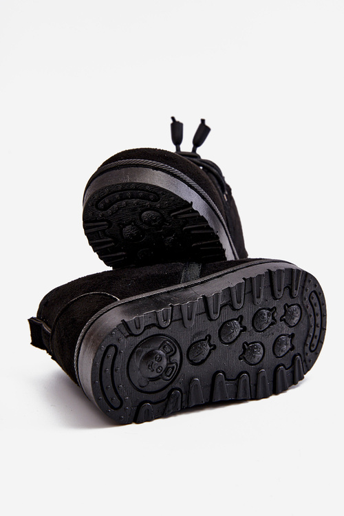 Dívčí šněrovací Sněhové Boty S Kožešinou černé Hunter