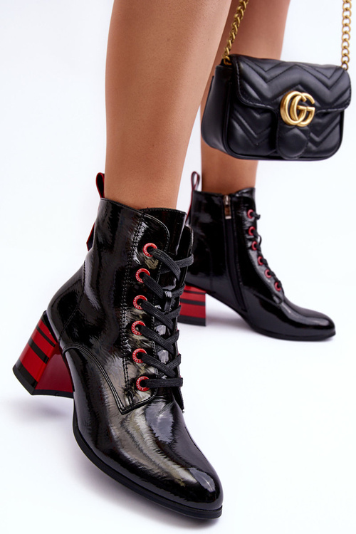 Lakované Boty Na Podpatku Černé SBarski MR870-49