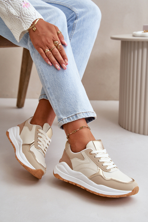 Dámske tenisky na platforme z eko kože béžové Issatta