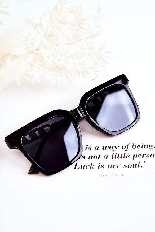 Módne slnečné okuliare v120043 čierne a strieborné